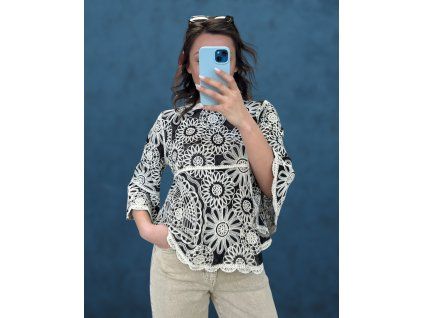 Iris top čierno-biely