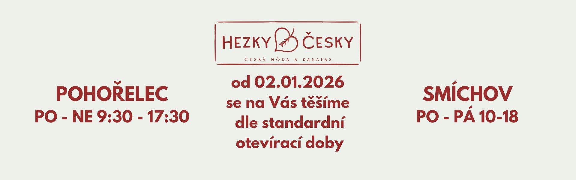 otevírací doba od 02.01.2026