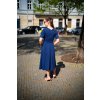 Šaty Lipka - tmavě modré s modrotiskem