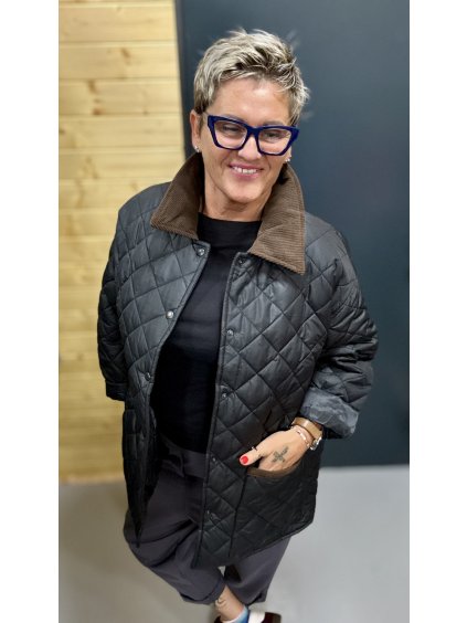 Prošívaná bunda – s manšestrovým límcem