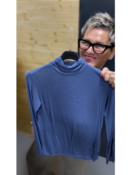 Jemný průsvitný roláček z kašmíru – modrý / vínový