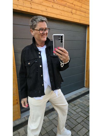 Madeira jeans bunda s vyšívaným vzorem