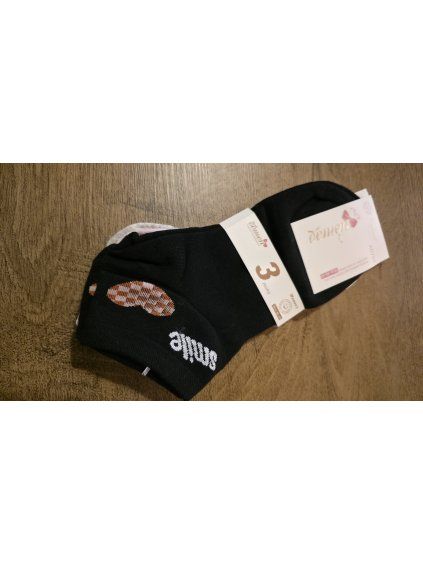 3pack ponožek s motivy srdce a smile