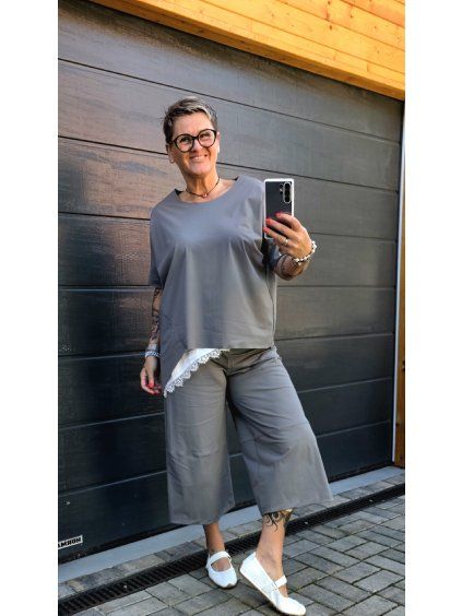 Široké culotte kalhoty s elastickým pasem