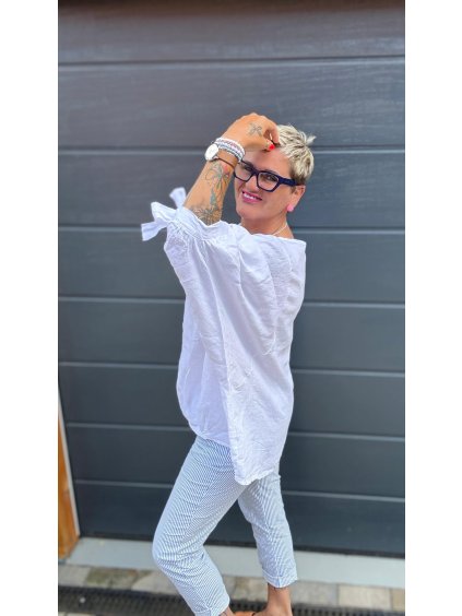 Lněná volnost – halenka s mašlemi