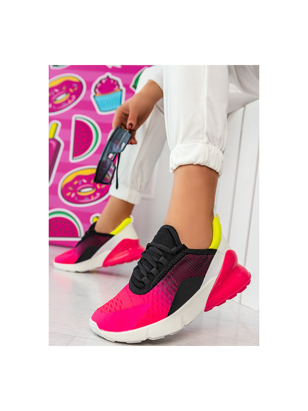 Dámska ružovo-čierna športová obuv HY110-5B