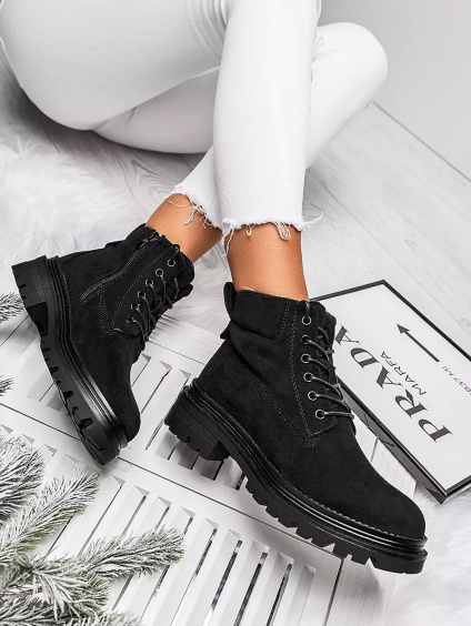Dámske zateplené čierne topánky A5201