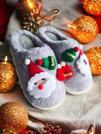 Dámske sivé vianočné papuče WS9036-26