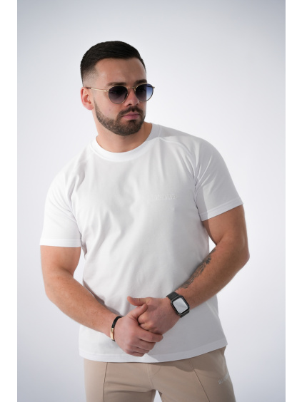 Pánske jednoduché biele BG tričko SLIM B122534