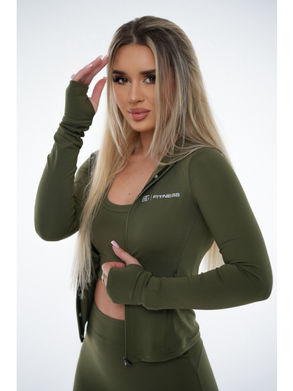 Dámska trendy khaki BG FITNES mikina B122776