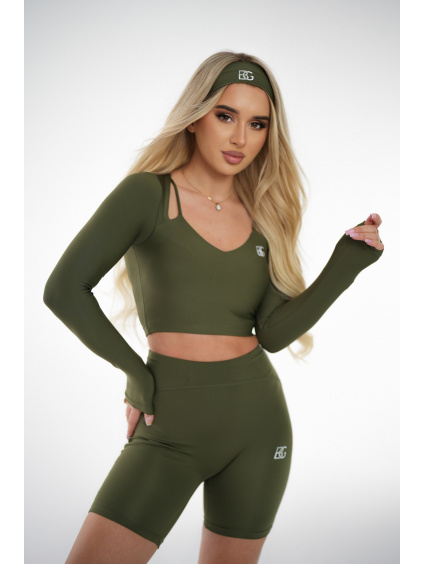 Dámske khaki krátke BG legíny TWIST B123965