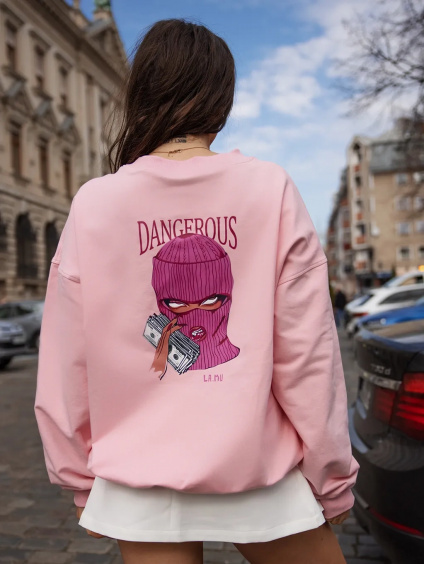 Dámska trendy ružová mikina "DANGEROUS" 41/24-R