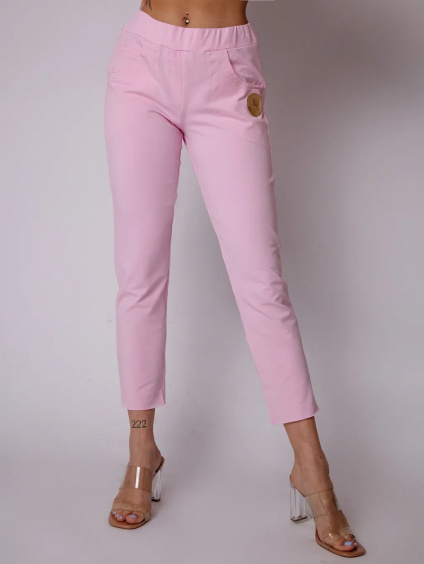 Dámske jednoduché ružové nohavice 87/22S-R