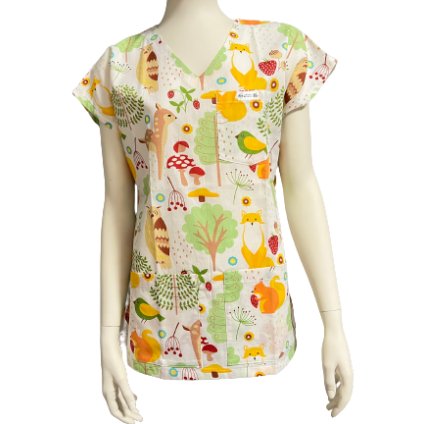 zdravotnická halena s potiskem srnek