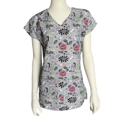 zdravotnická halena s potiskem covidina figuríně