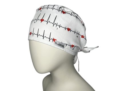 Operační čepice s potiskem EKG