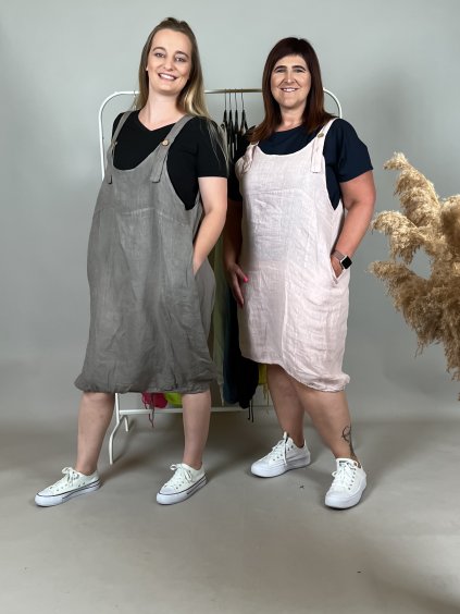 Lněné laclové šaty