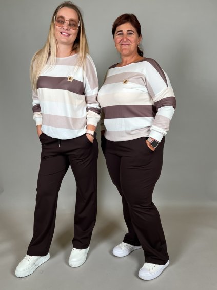 Tričko na gumu STRIPES/tmavě hnědá