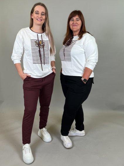 Tričko DUO/bílá a vínová