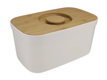 411076 bily plastovy chlebnik s prkenkem bread bin