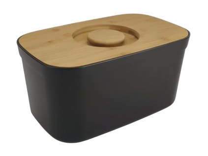 411079 cerny plastovy chlebnik s prkenkem bread bin