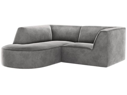 Világosszürke bársony sarokkanapé CXL Charles 186 cm, balra