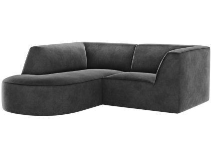 Sötétszürke bársony sarokkanapé CXL Charles 186 cm, balra