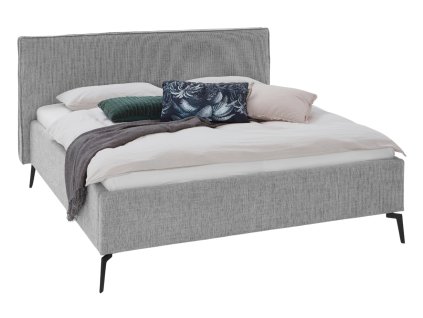 Világosszürke kárpitozott kétszemélyes ágy Meise Möbel Riva 160 x 200 cm ágyneműtartóval