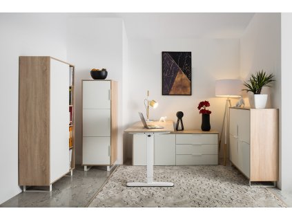 Thor fehér tölgy irodai szekrény 100 x 33 cm