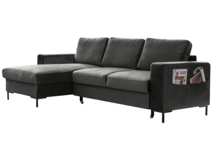 Szürke bársony sarokkanapé Miuform Lofty Lilly 236 cm, balos