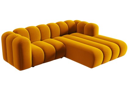 402744 8 zluta sametova trojmistna pohovka micadoni lupine 228 cm prava