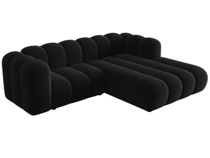 402747 8 cerna sametova trojmistna pohovka micadoni lupine 228 cm prava