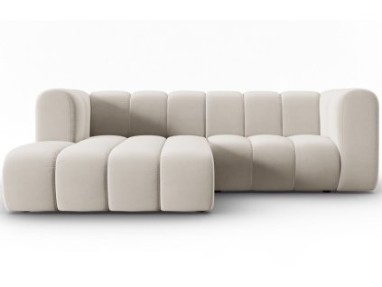 MICADONI Lupine bézs színű, bársony háromszemélyes bal oldali kanapé, 228 cm