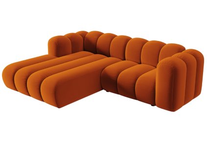 402732 8 oranzova sametova trojmistna pohovka micadoni lupine 228 cm leva