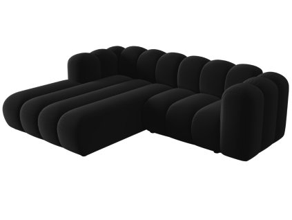 402738 8 cerna sametova trojmistna pohovka micadoni lupine 228 cm leva