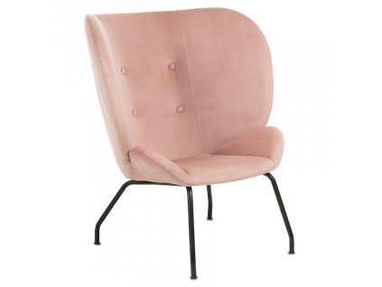 Világos rózsaszín bársony fotel Kave Home Vernen