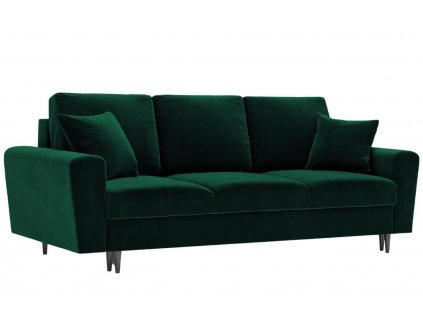 Sötétzöld bársony kanapéágy MICADONI MOGHAN 235 cm