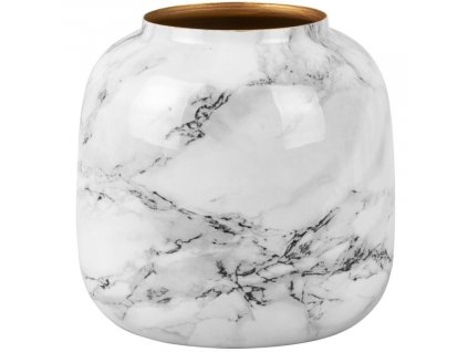 Fehér márvány fém váza Melias L 18 cm
