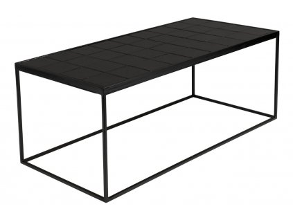 Fekete ZUIVER GLAZED fém dohányzóasztal kerámialappal 93x43 cm