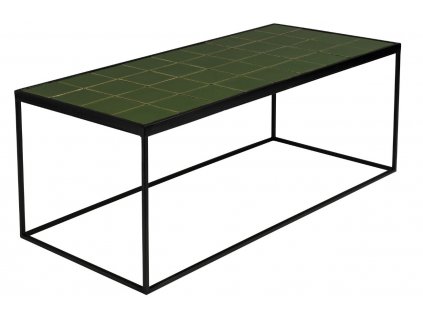 Zöld ZUIVER MÁZOS fém dohányzóasztal kerámialappal 93x43 cm