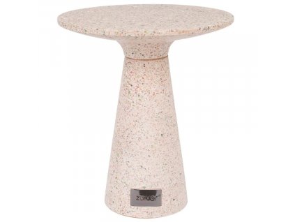 Világos rózsaszín terrazzo oldalasztal ZUIVER VICTORIA 41 cm