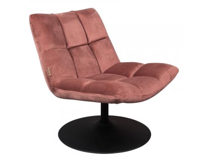 Rózsaszín bársony forgatható fotel DUTCHBONE Bar