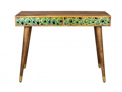 Zöld mangó fésülködőasztal DUTCHBONE MEENA páva mintával 110 x 40 cm