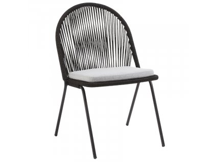 Fekete kerti szék Kave Home Shann zsinórral