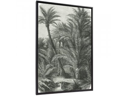 Fekete-fehér festmény Kave Home Bamidele 90 x 60 cm tenyér motívummal
