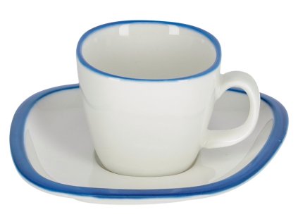 Fehér-kék porcelán csésze és csészealj Kave Home Odalin 90 ml