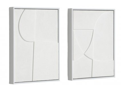 Két fehér absztrakt festmény készlete Kave Home Beija 32 x 42 cm