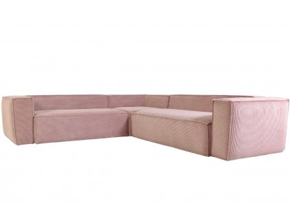 Rózsaszín kordbársony sarokkanapé Kave Home Blokk 290 cm, bal/jobb