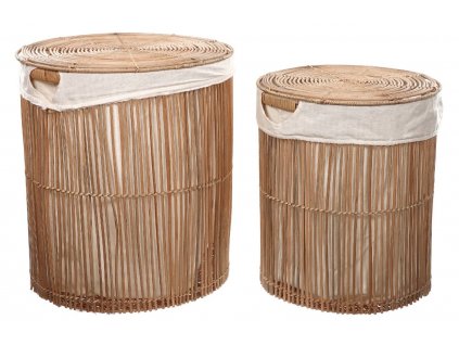 Két barna rattan szennyeskosár készlete Kave Home Diadorin 31/36 cm