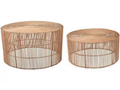 Két rattan dohányzóasztal készlet Kave Home Elmima 66/55 cm